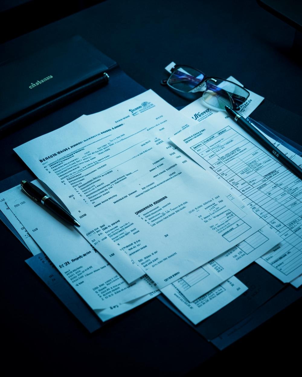 Client vouchers and working papers organised on a desk