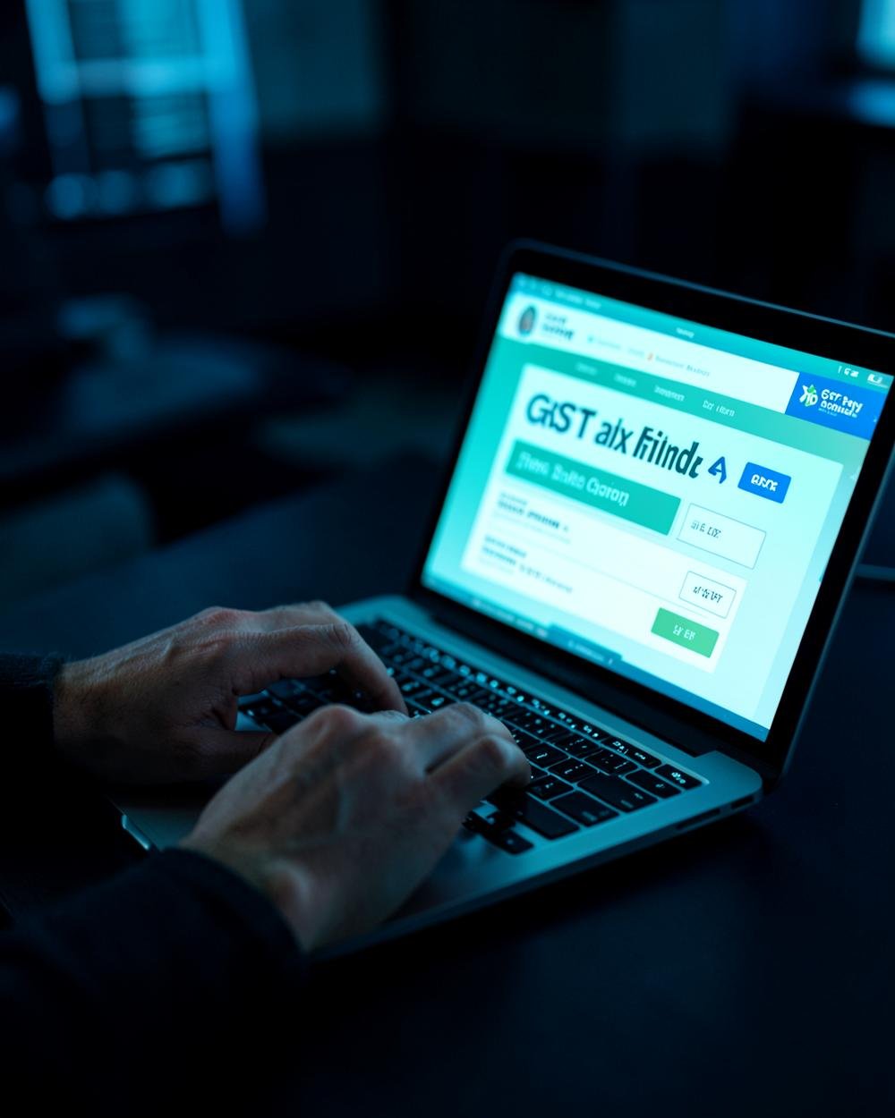 A GST return being prepared on a laptop